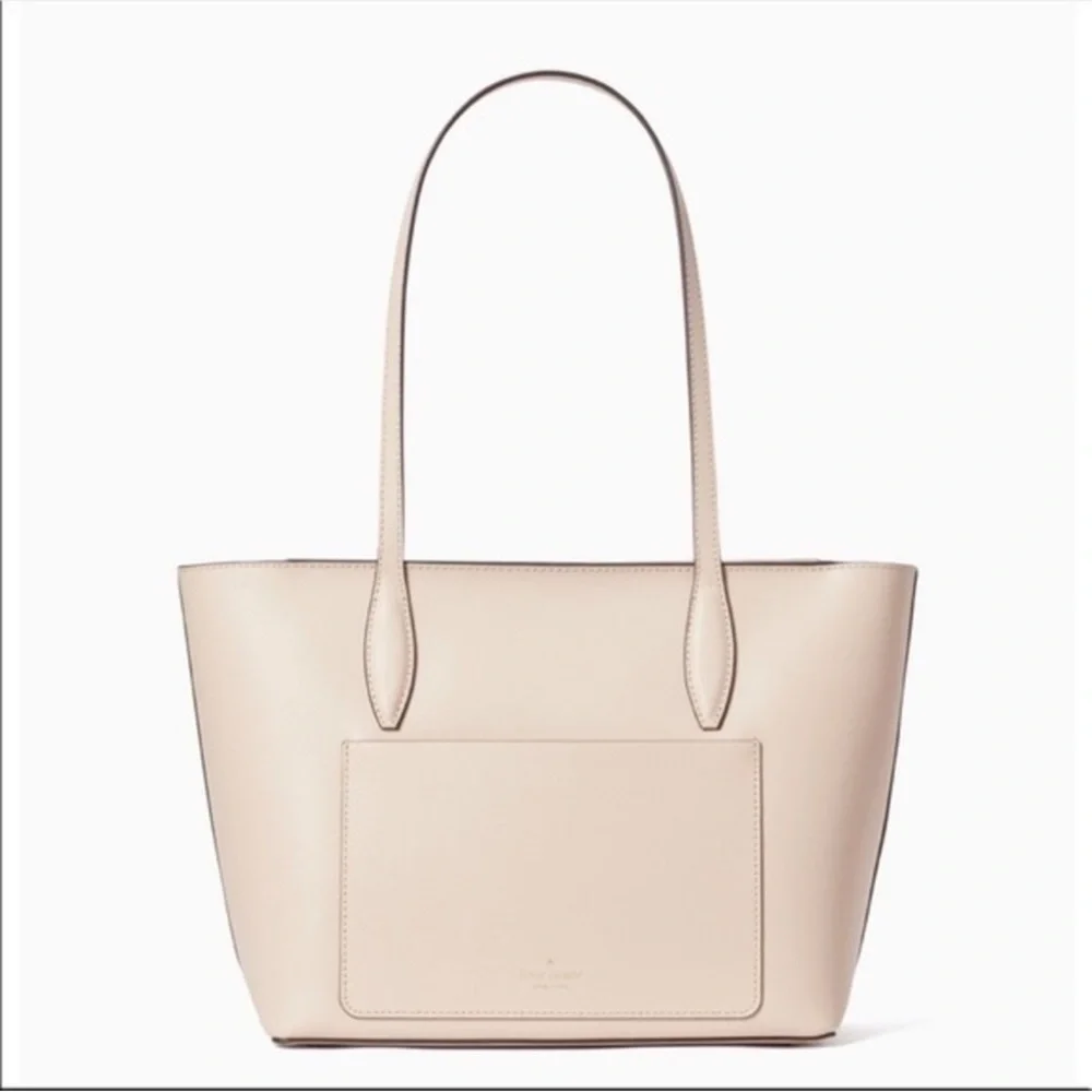 Kate Spade Cream Refined Grain Leather Tote Bag Zip Top NWT
